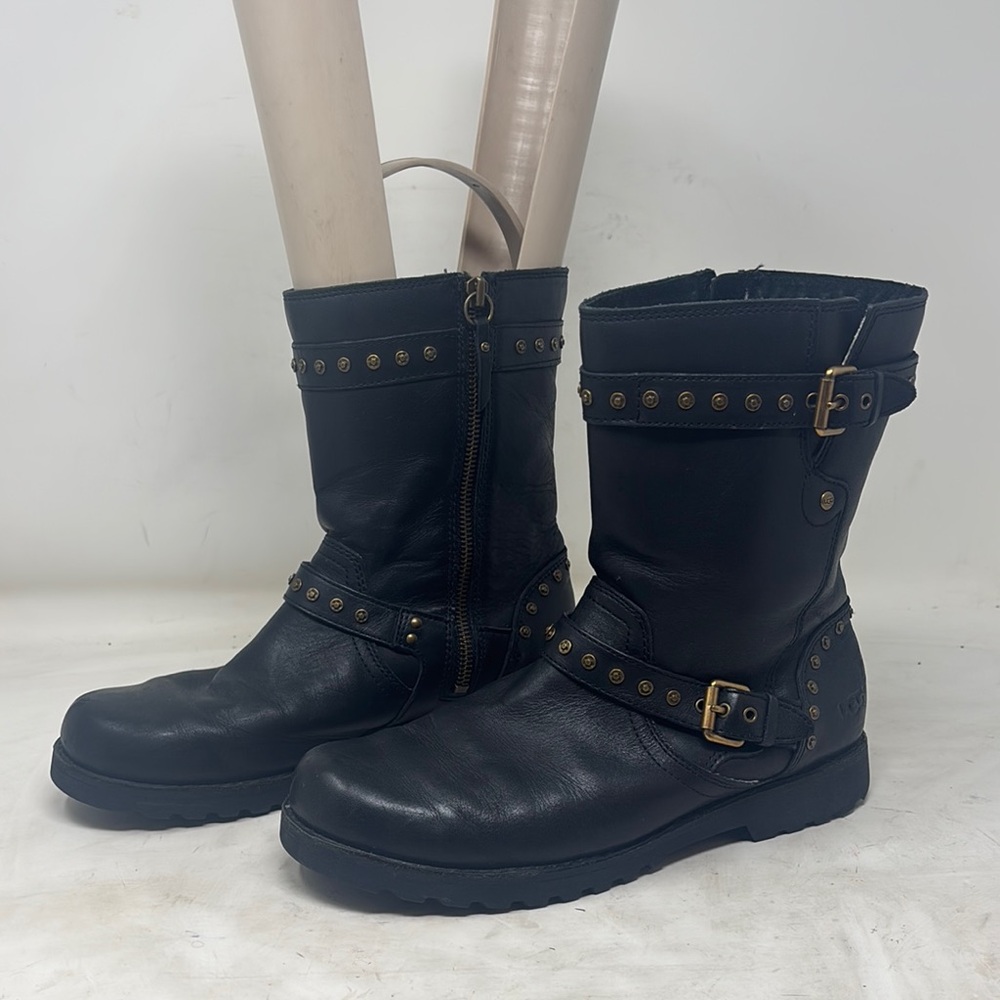 UGG Black Leather Studded Boots